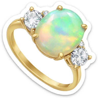 opal engagement ring with two diamonds sticker