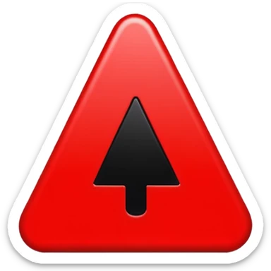 Emoji warning: red triangle, black exclamation mark, flat design, simple, emoji style. bold, high contrast, sticker