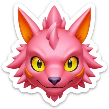  lush warm-colored neon-colored Digimon-Fionbri-creature sticker