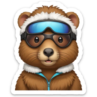 Capibara con lentes para nieve sticker