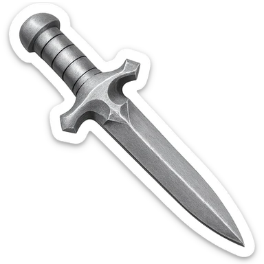 Recolor this iron dagger to steel: make it slightly lighter, crisp, and shiny, keep the same shape, realistic metallic steel, emoji style, transparent background. sticker