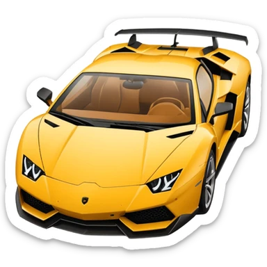 "Create a top-down view 2D Lamborghini in Apple iOS emoji style. Use solid colors, clean lines, no gradients, and smooth curves. Keep the design minimalist with a white background."
 sticker