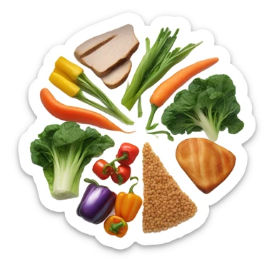 round white plate with healthy food sticker