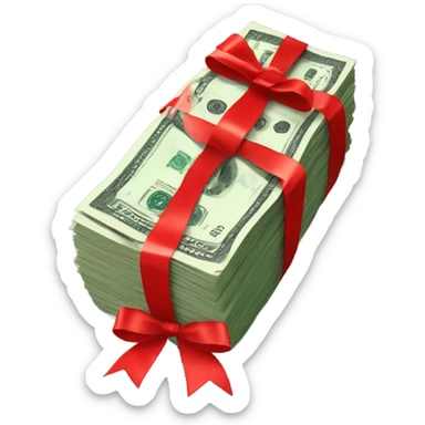  money with red bow sticker