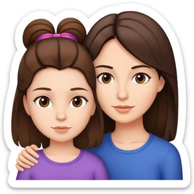 mother and daughter with brunette hair sticker