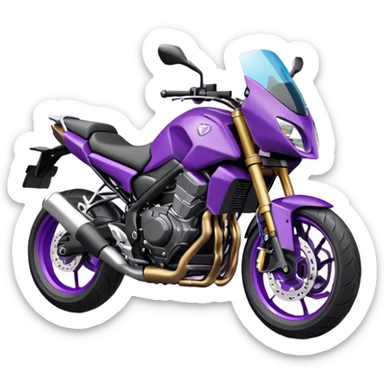 Créer un emoji copiable sur mon système iOS avec une moto mt07 noir mate / violet plus foncé que tu as et iridescent. le style de la mt07 doit être en sport. sticker