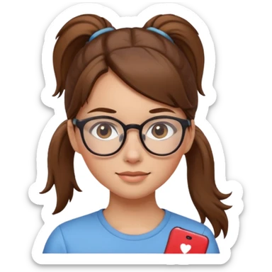 brown haired Ponytail Girl with Glasses sticker