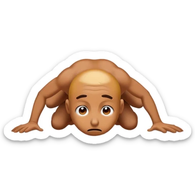 Crawling on the floor to finish line with despair on face sticker