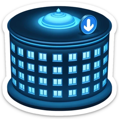 The round blue sign on the night building  sticker