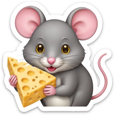 emoji di un topo con gli occhi a cuore che mangia il formaggio sticker