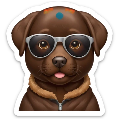 Chocolate Labrador wearing sunglasses sticker