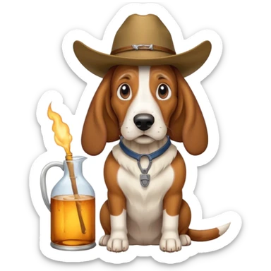 hillbilly basset hound with moonshine and a gun sticker
