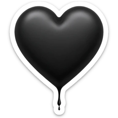 black ink blob heart emoji, isolated on white background, grunge, like pen stroke, flat sticker