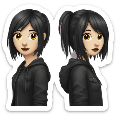 two emo girl best friends dark hair sticker