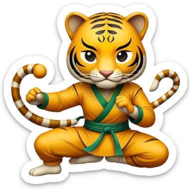 Cinematic Realistic Crouching Tiger, Hidden Dragon Pop Culture Emoji, showcasing a mystical portrayal of ancient martial arts rendered with dynamic textures and epic lighting. sticker