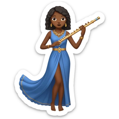 black woman playing blowing flute full body sticker