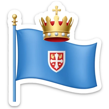 Hazme el emogi de la bandera gallega: cuadrado con solo una linea orizontal el escudo de color azul con una copa de oro i una bola blanca encima una corona de color rojo pequeña  i oro, con una cruz pequeña en la punta y el fondo blanco sticker