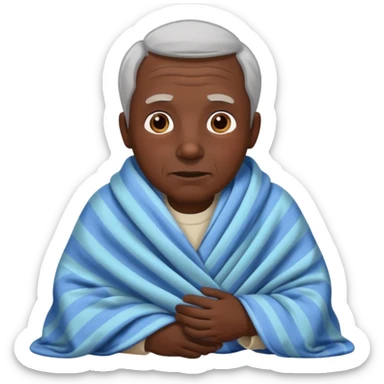 dark skin old man with tucked blanket sticker