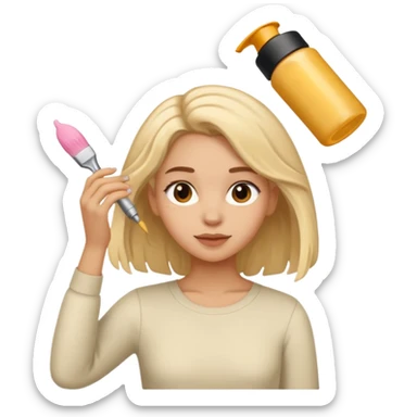 girl applying crema to her hair sticker