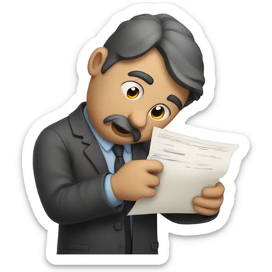 sad man who hold an signed contract in his arms sticker