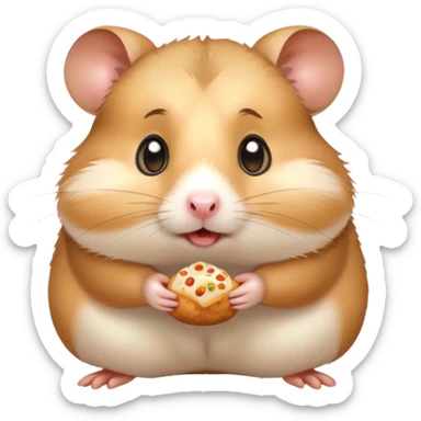 surprised hamster with puffed cheeks full of food, wide eyes sticker