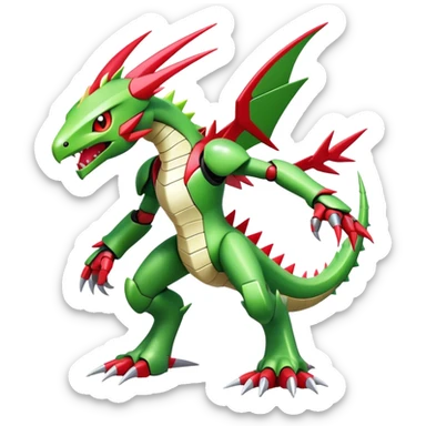 Spiky Cool Edgy shiny colorful Digimon-Fakemon-Flygon-Gabite-Mecha, full body, two legs sticker