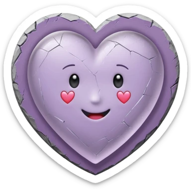 A cracked mirror reflecting a small heart hand-drawn, chalk-style emojis with a soft lilac color palette, suited for an aesthetic and emotional Telegram channel. The emoji should have a rough, doodle-like texture as if drawn with pastel chalk on a dark surface sticker