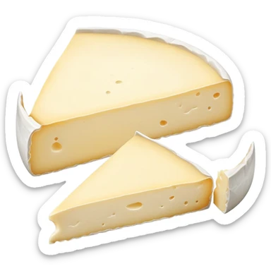 cinematic-realistic-brie-cheese-emoji,-featuring-soft-ripened-cheese-with-a-delicate white rind-rendered-with-lifelike-detail-and-inviting,-natural-lighting sticker