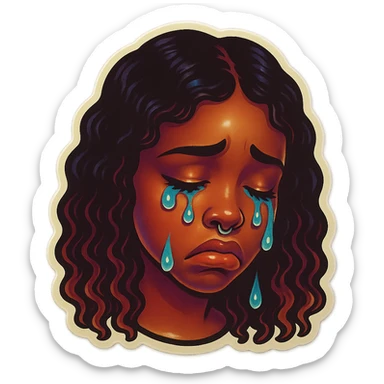 sad Tears rolling down face 
Mouth Pout
head down
 sticker