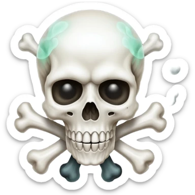a poisonous cloud of gas, dark swamp color, with an image of a skull and two crossed bones behind the skull sticker