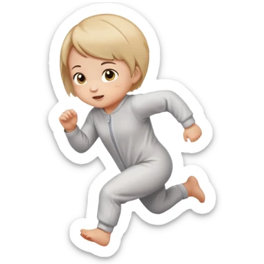 infant girl running wearing onesie short hair sticker
