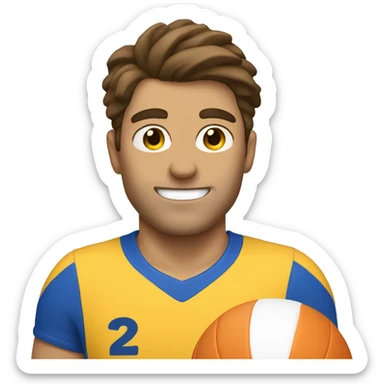 man with brown hair spiking a volleyball  sticker
