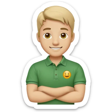 make an emoji with a tutor in a green polo shirt sticker