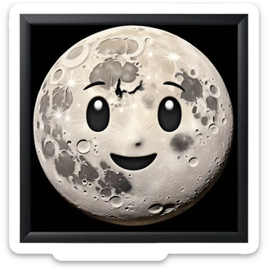 Create a emoji hidden S in moon surface  sticker