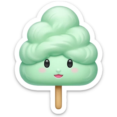 green Cloud Cotton Candy – light white puff, oversized and airy. sticker