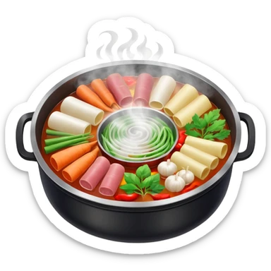 chinese hotpot, steaming, ingredients visible sticker