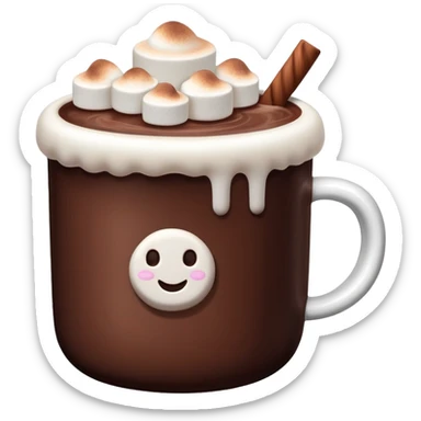 hot chocolate with marshmallows floating on top sticker