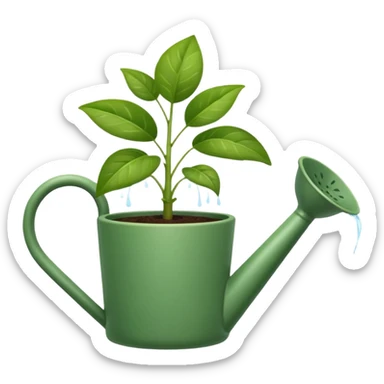 potted plant with a watering can above sticker