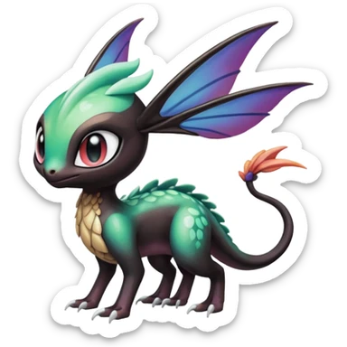 Shiny Cute Realistic Exotic Colorful Meloetta-Noivern-Toothless-Fakémon-creature-hybrid sticker