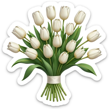 White tulips bouquet sticker