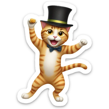   Cat dancing with hat sticker