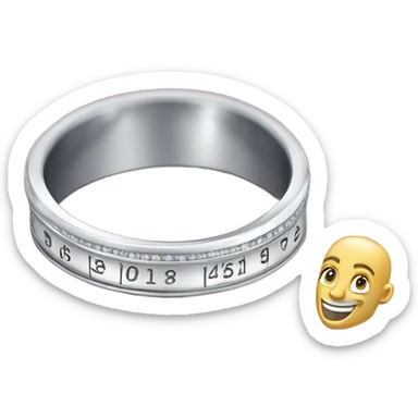 A RULER MEASURING THE INTERNAL DIAMETER OF A BRILLIANT CUT SILVER PROMISE RING sticker