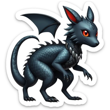 Sophisticated Modern Gothic Gloomy Futuristic Scaly Cyber-Salandit-Umbreon-Litten-Hybrid (Full body) sticker