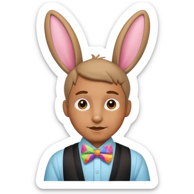 Rabbit ears and colorful bowtie wearring man sticker