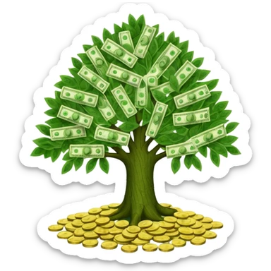 A tree with the leaves meaning money sticker