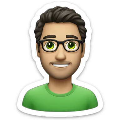 IT guy in round glasses with green eyes and dark hair sticker