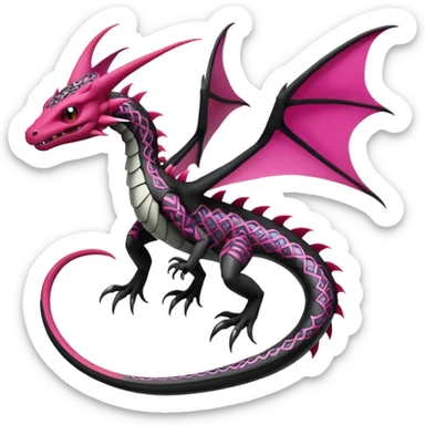 Magenta, black and white Flygon-Gorebyss-Salandit-Gargoyle-Pokémon-Fakémon-creature-fusion-hybrid sticker