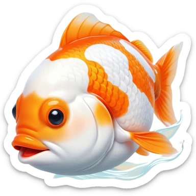 Meme-Worthy Cute Sleeping Orange and White Goldfish Portrait Emoji, Head resting peacefully with a contented smile, showcasing a streamlined, graceful body with a luxuriously soft blend of orange and white, eyes closed in a serene, floating nap, Simplified yet hilariously adorable features, highly detailed, glowing with a soft, drowsy light, high shine, relaxed and utterly lovable, stylized with an air of playful laziness, bright and heartwarming, soft glowing outline, capturing the essence of a comically sleepy goldfish, so meme-worthy it feels like it could instantly become the next viral sensation of adorable slumber! sticker