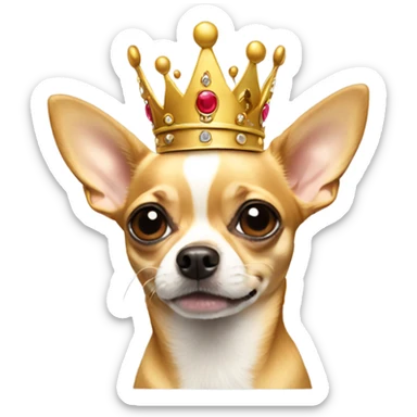 Chihuahua wearing a crown sticker