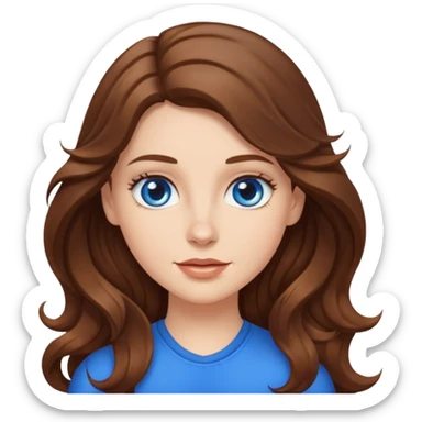 White girl with long wavy brown hair and blue eyes  sticker